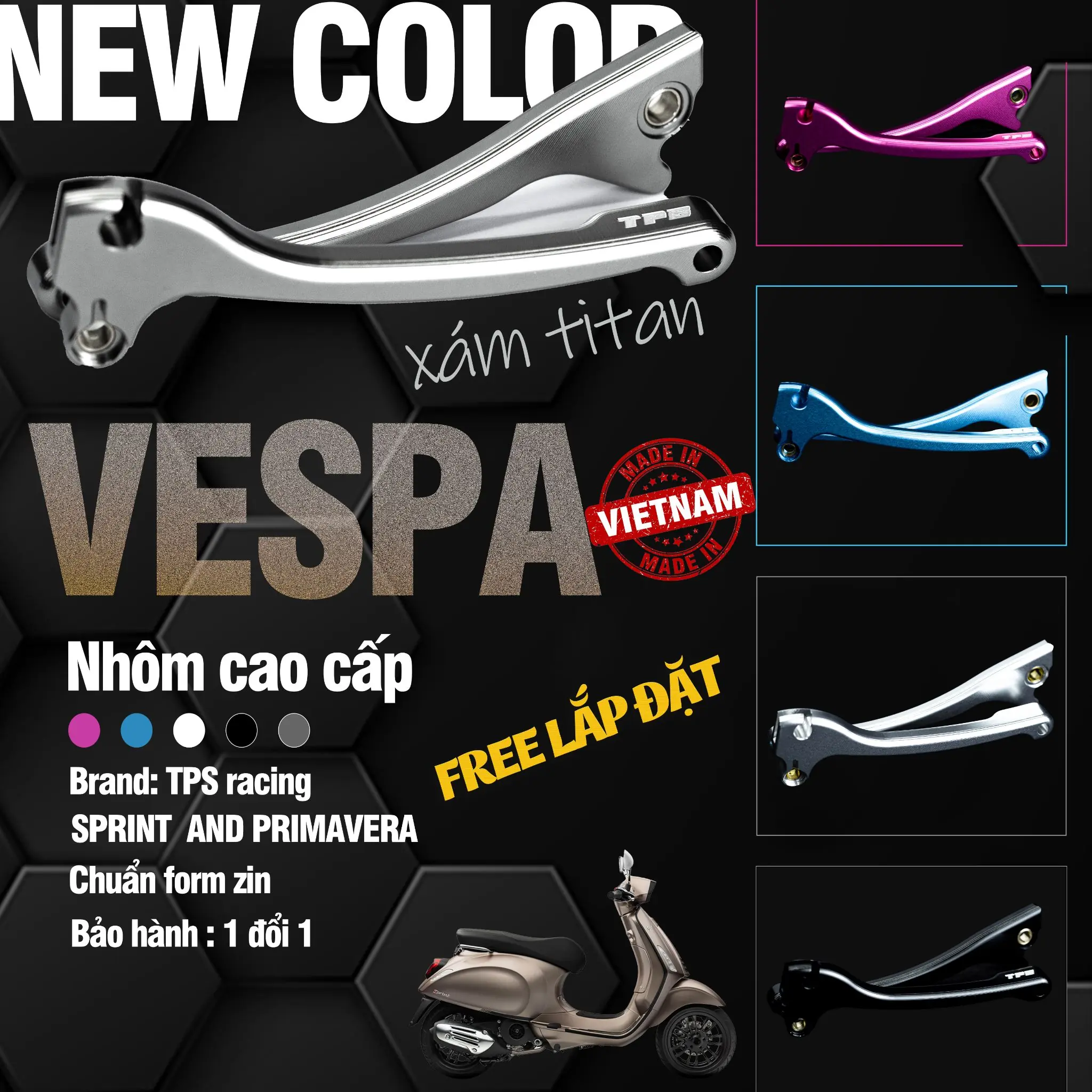 TAY THẮNG NHÔM VESPA CNC